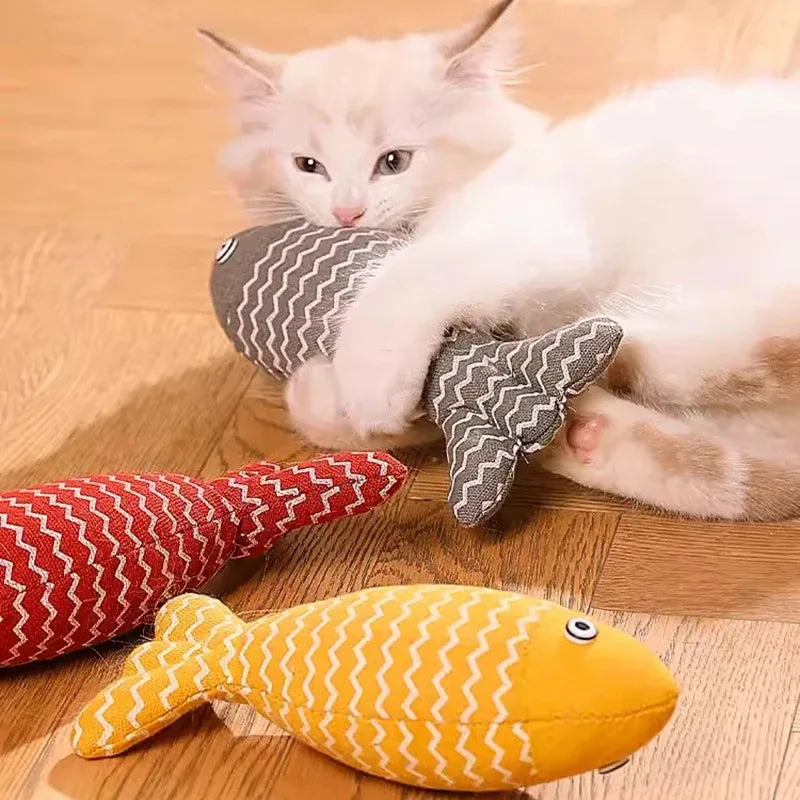Interactive Simulation Fish Cat Mint Fidget Toys Stuffed Playing Toy for Cat Kitten MADDEN Cat Fish Toy Cat Scratcher Catnip Toy