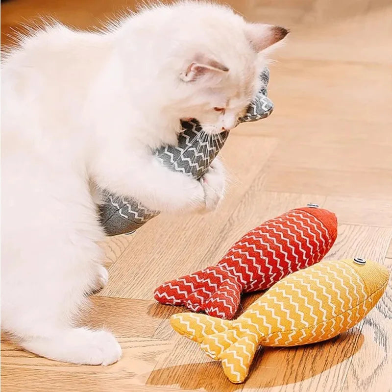 Interactive Simulation Fish Cat Mint Fidget Toys Stuffed Playing Toy for Cat Kitten MADDEN Cat Fish Toy Cat Scratcher Catnip Toy