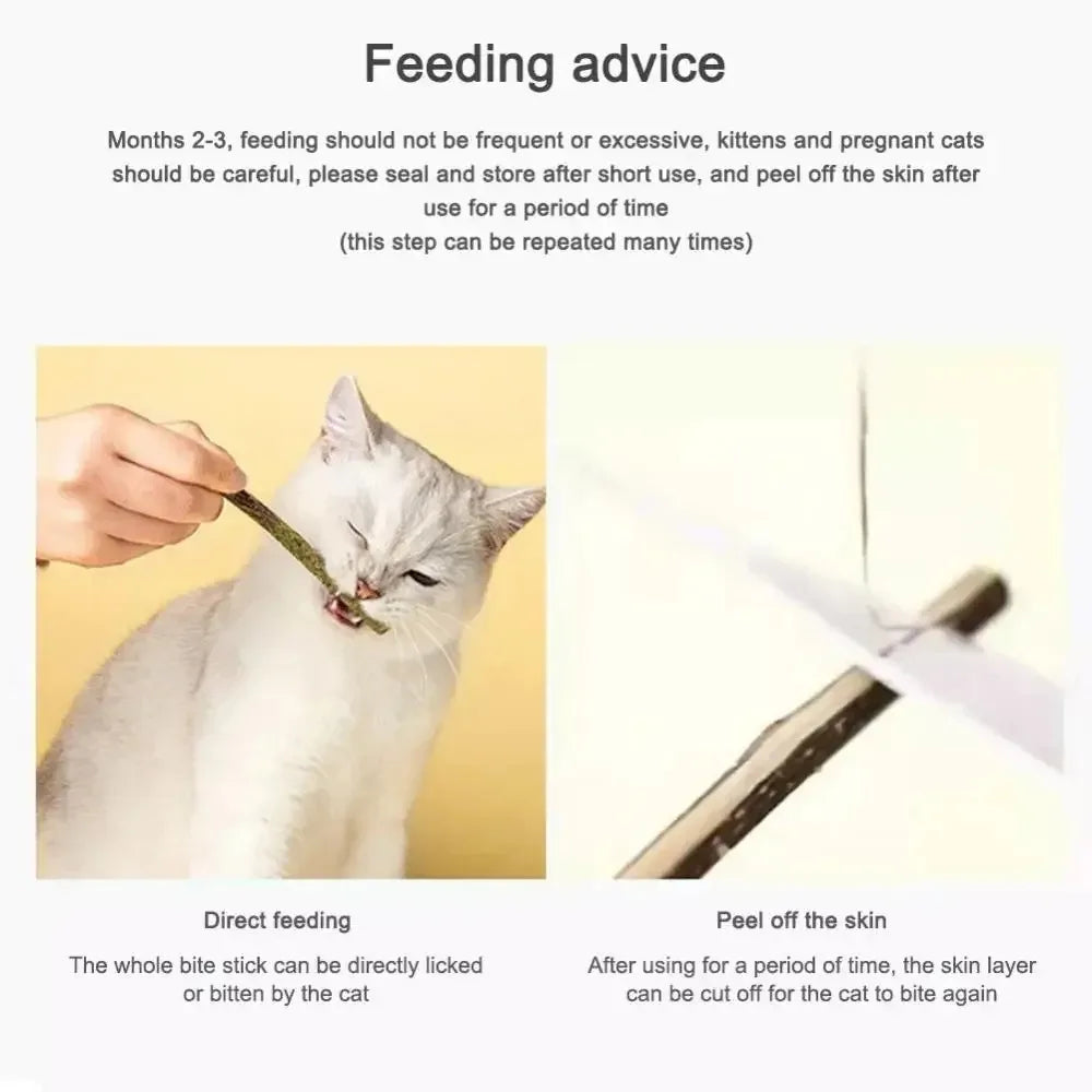6pcs Natural Matatabi Cat Stick Mint Caught Bite Excited Rods Silvervine For Cat Teeth Cleaning Treating Pet Supply Cat Toys