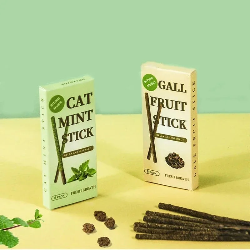 6pcs Natural Matatabi Cat Stick Mint Caught Bite Excited Rods Silvervine For Cat Teeth Cleaning Treating Pet Supply Cat Toys