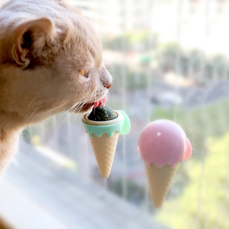 Ice Cream Cat Mint Two Color Toys Self High Grinding And Teeth Cleaning Pet Zhuanzhuan Le Sweet Cone Kitten To Relieve Bored