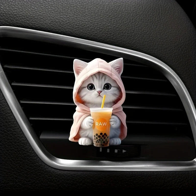 Cute cat acrylic car aromatherapy, long-lasting fragrance, vent clip, decorative and aromatherapy