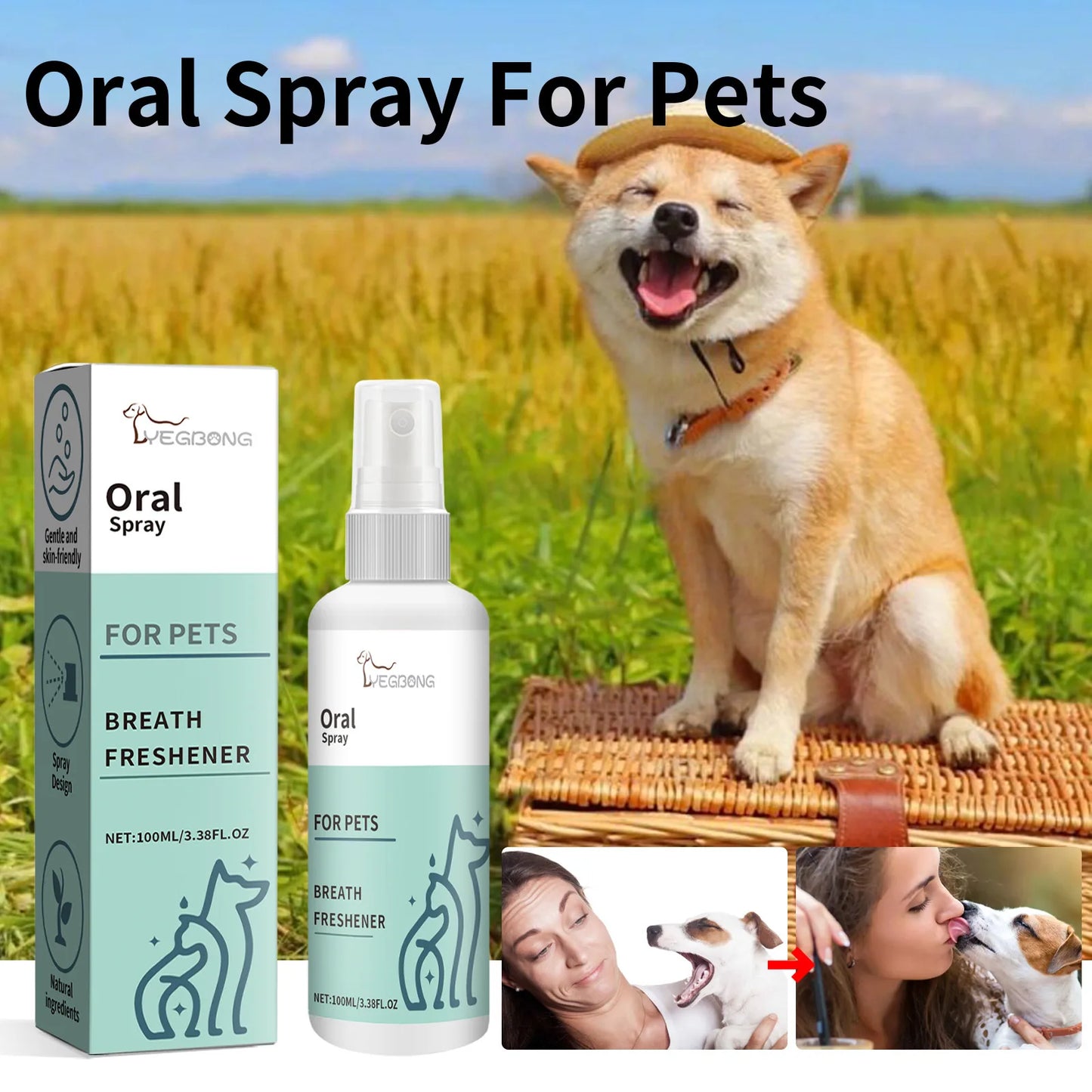 Mint Pet Dental Spray, Instantly Freshens Your Pet's Breath: Brushless Dental Spray for Dogs and Cat to Keep Their Teeth Healthy