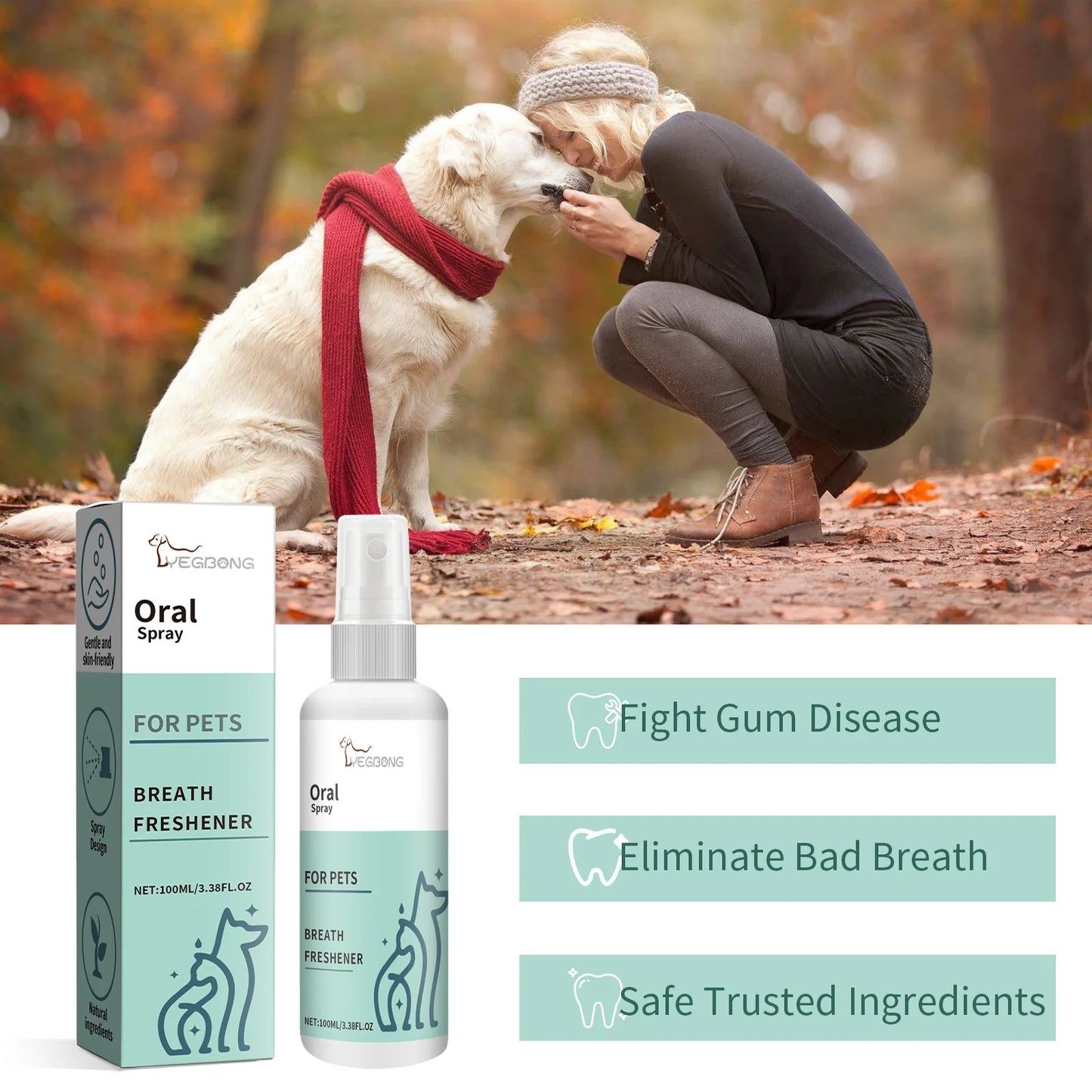 Mint Pet Dental Spray, Instantly Freshens Your Pet's Breath: Brushless Dental Spray for Dogs and Cat to Keep Their Teeth Healthy