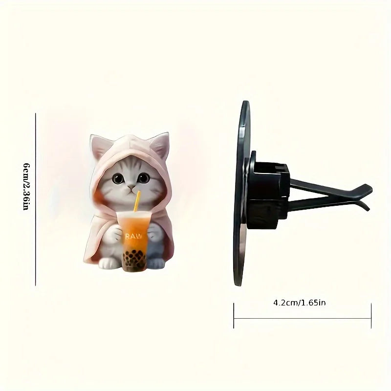 Cute cat acrylic car aromatherapy, long-lasting fragrance, vent clip, decorative and aromatherapy
